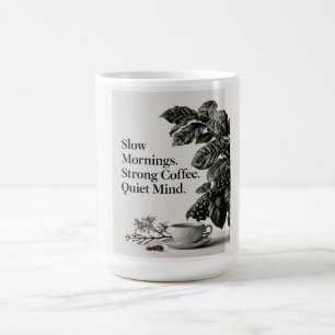 Mug Citation de café minimaliste avec tasse, plante et