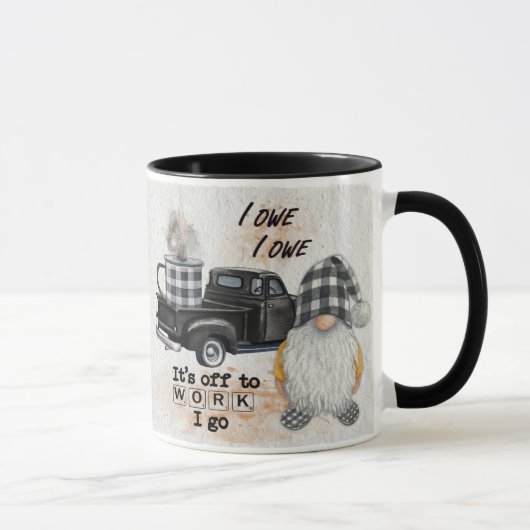 Mug Citation de Camion Gnome Coffee Blanc Noir Plaid (Droite)