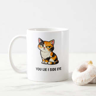 Mug Citation de chat calico grincheux drôle 'You Lie I
