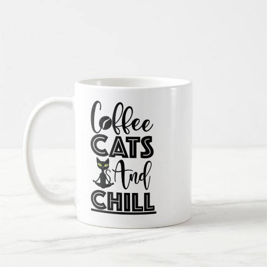Mug Citation de chat : Chats, Café et réfrigération (Gauche)