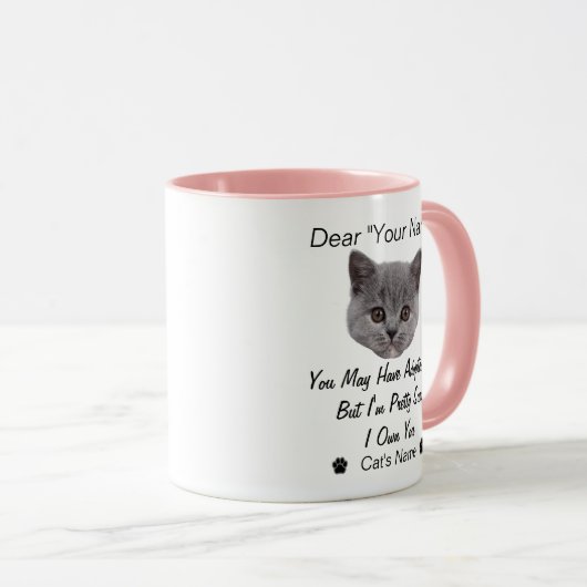 Mug Citation de chat drôle | Photo et nom personnalisé (Devant droit)