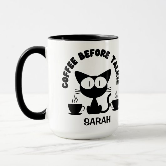 Mug Citation de chat et de café amusant personnalisée  (Gauche)