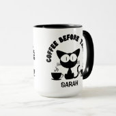 Mug Citation de chat et de café amusant personnalisée  (Devant droit)
