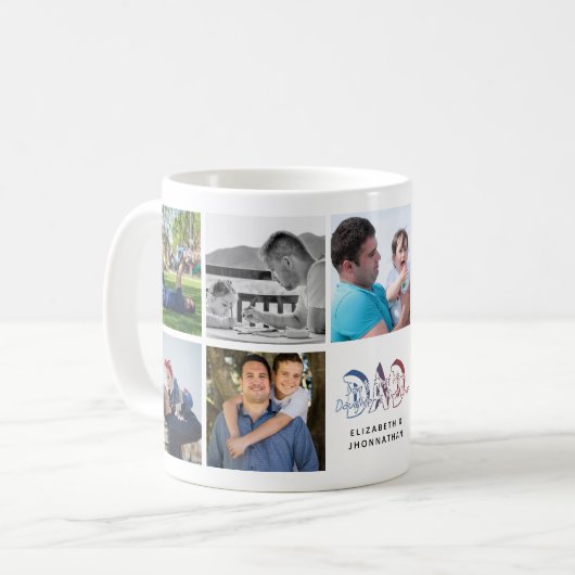 Mug Citation de DAD Son & Fille Photo Collage Nom de f (Devant gauche)