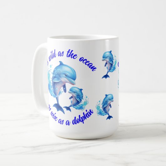 Mug Citation de dauphins d'aquarelle | (Devant gauche)