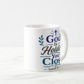 Mug Citation de dévotion matinale Dieu Vous Tiens Étro (Devant droit)