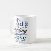 Mug Citation de dévotion matinale Dieu Vous Tiens Étro (Devant gauche)