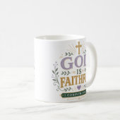 Mug Citation de dévotion religieuse Dieu est Fidèle (Devant droit)