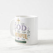 Mug Citation de dévotion religieuse Dieu est Fidèle (Devant gauche)