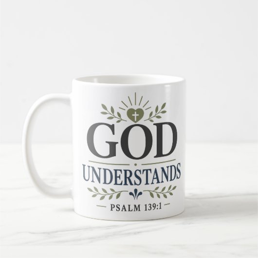 Mug Citation de dévotion spirituelle Dieu comprend (Gauche)