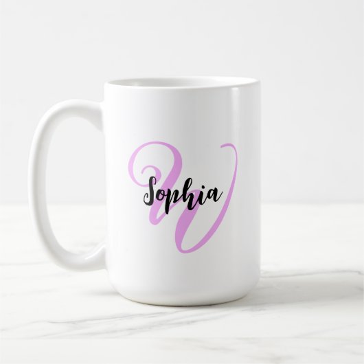 Mug Citation de fille avec Monogramme moderne Initiale (Gauche)