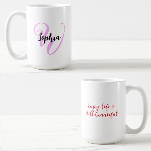 Mug Citation de fille avec Monogramme moderne Initiale