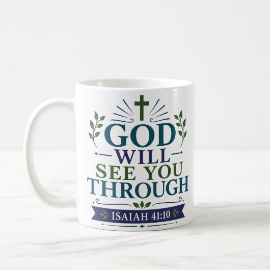 Mug Citation de foi chrétienne : Dieu vous soutiendra (Gauche)