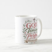 Mug Citation de foi chrétienne : Le timing de Dieu est (Devant droit)