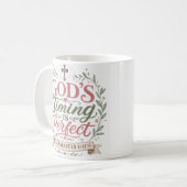 Mug Citation de foi chrétienne : Le timing de Dieu est (Devant gauche)