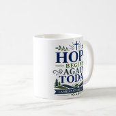 Mug Citation de foi chrétienne L'espérance recommence (Devant droit)