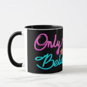 Mug Citation de foi chrétienne Only Believe noir (Gauche)