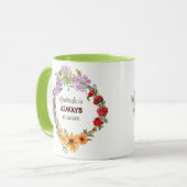 Mug Citation de Gratitude Couronne de Fleurs des Q (Devant gauche)