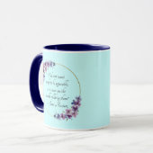 Mug Citation de Jane Austen avec cadre doré et fleurs (Devant gauche)