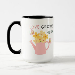 Mug Citation de jardin floral 'L'amour grandit ici'