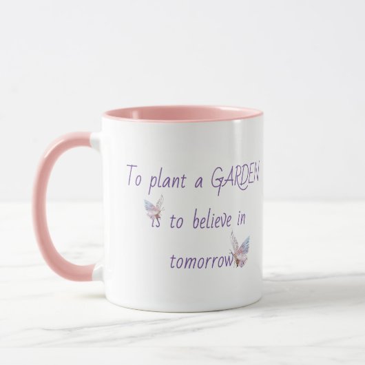 Mug Citation de jardin inspirationnelle avec papillon (Gauche)