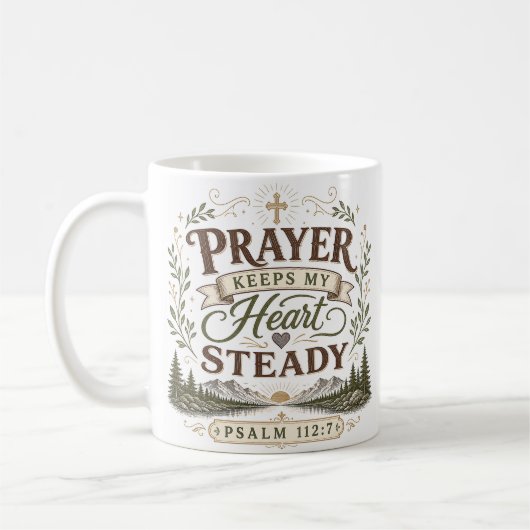 Mug Citation de la Bible chrétienne : La prière garde (Gauche)