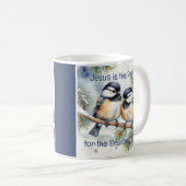 Mug Citation de la Bible de Noël Cute Chickadee Birds (Devant droit)