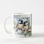 Mug Citation de la Bible de Noël Cute Chickadee Birds (Gauche)