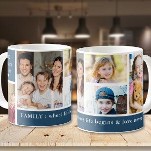 Mug Citation de la famille de photos Blue 5 Où la vie