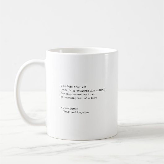 Mug Citation de lecture de la machine Jane Austen (Gauche)