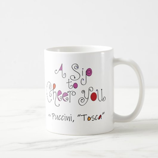 Mug Citation de l'opéra Puccini Tosca Anglais Italien (Droite)
