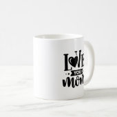 Mug Citation de maman d'Amour noir et blanc moderne (Devant droit)