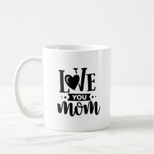 Mug Citation de maman d'Amour noir et blanc moderne