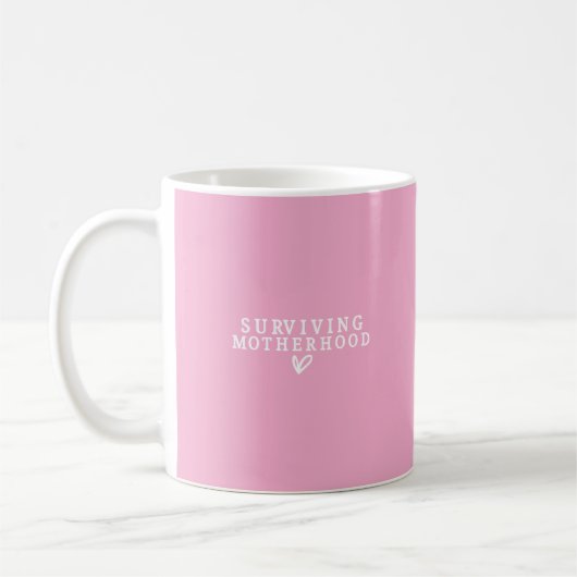 Mug Citation de maternité rose et blanc moderne (Gauche)