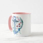 Mug Citation de mer Boss Ancre Fleurs Feuille Aquarell (Devant gauche)