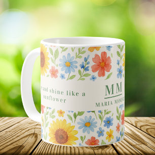 Mug Citation de motivation des fleurs de tournesol mon