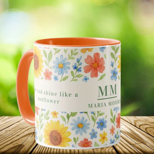 Mug Citation de motivation des fleurs de tournesol mon
