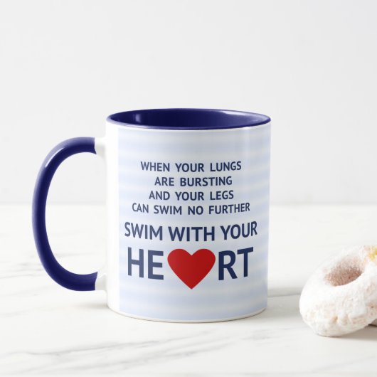 Mug Citation de motivation en natation bleu (Avec donut)