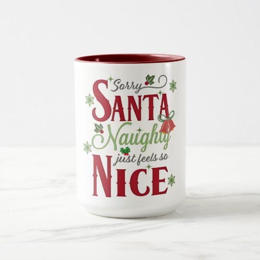 Mug Citation de Noël drôle avec Naughty et Nice (Centre)