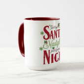 Mug Citation de Noël drôle avec Naughty et Nice (Devant gauche)