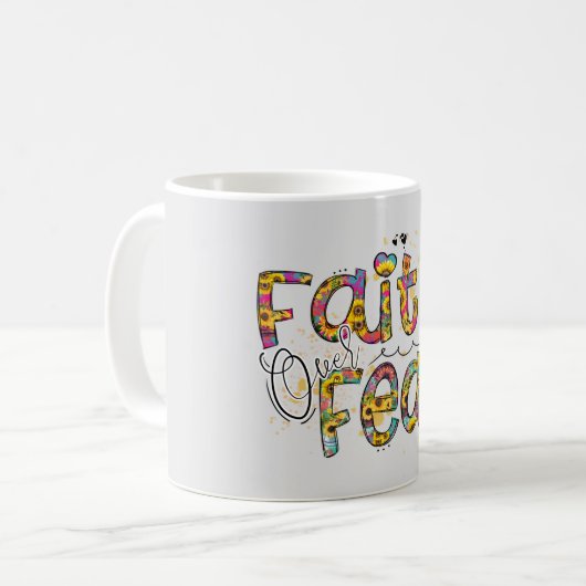 Mug Citation De Peur De Fleurs Foi Arrière - plan (Devant gauche)