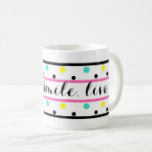 Mug Citation de rire Pois rose bleu jaune (Devant droit)