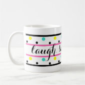 Mug Citation de rire Pois rose bleu jaune (Gauche)