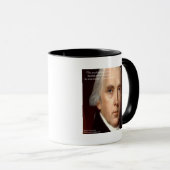 Mug Citation de sagesse de James Madison "Se méfier du (Devant droit)