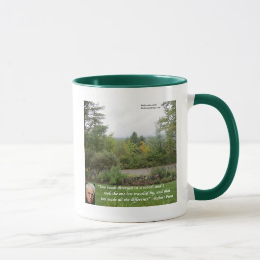 Mug Citation de sagesse de Robert Frost "La route moin (Droite)