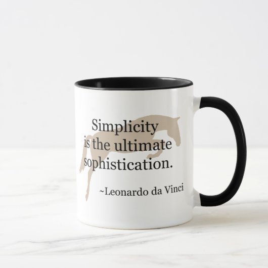 Mug Citation de simplicité avec le cheval de pullover (Droite)