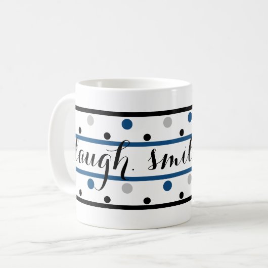 Mug Citation de sourire bleu argent noir Pois (Devant gauche)