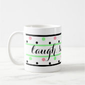 Mug Citation de sourire Mention verte Pois roses (Gauche)