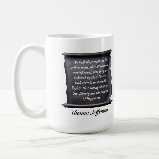 Mug citation de Thomas Jefferson poursuite du bonheur (Gauche)