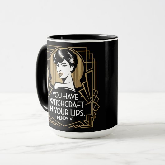 Mug Citation de typographie moderne tendance Gold noir (Devant gauche)
